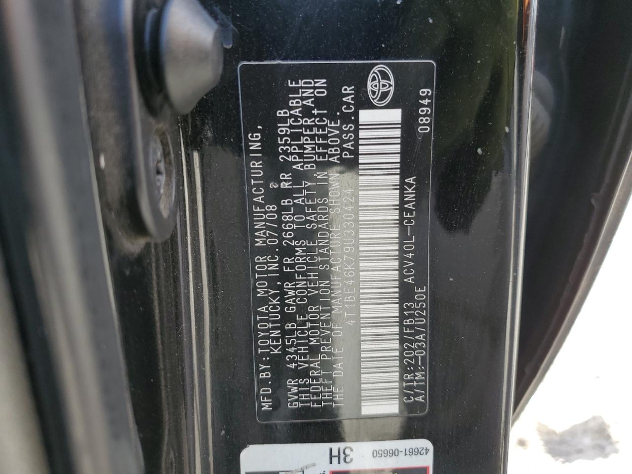 2009 Toyota Camry VIN 4T1BE46K79U330424 Copart auction photo, front end damage thumbnail 13