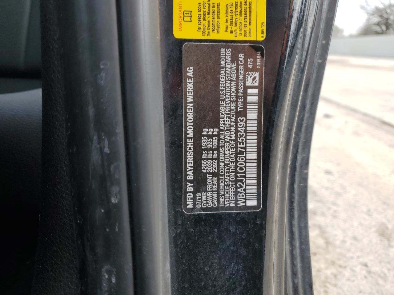 2020 BMW 2er VIN WBA2J1C06L7E53493 Copart auction photo, all over damage thumbnail 13