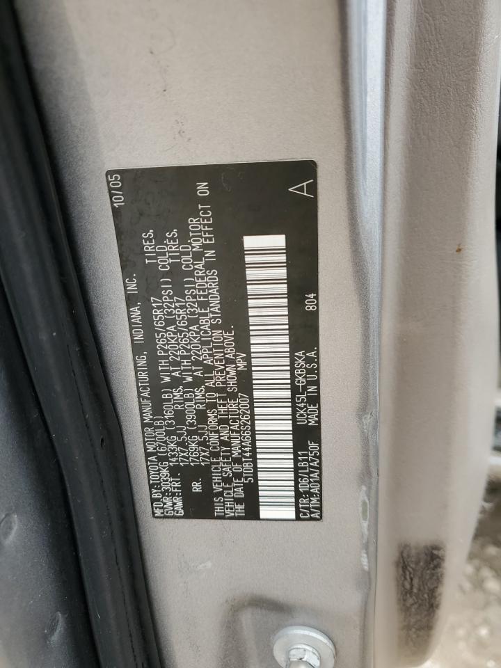 2006 Toyota Sequoia VIN 5TDBT44A66S262007 Copart auction photo, side damage thumbnail 13
