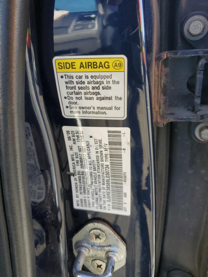 2009 Honda CR-V VIN 5J6RE38569L030734 Copart auction photo, front end damage thumbnail 14