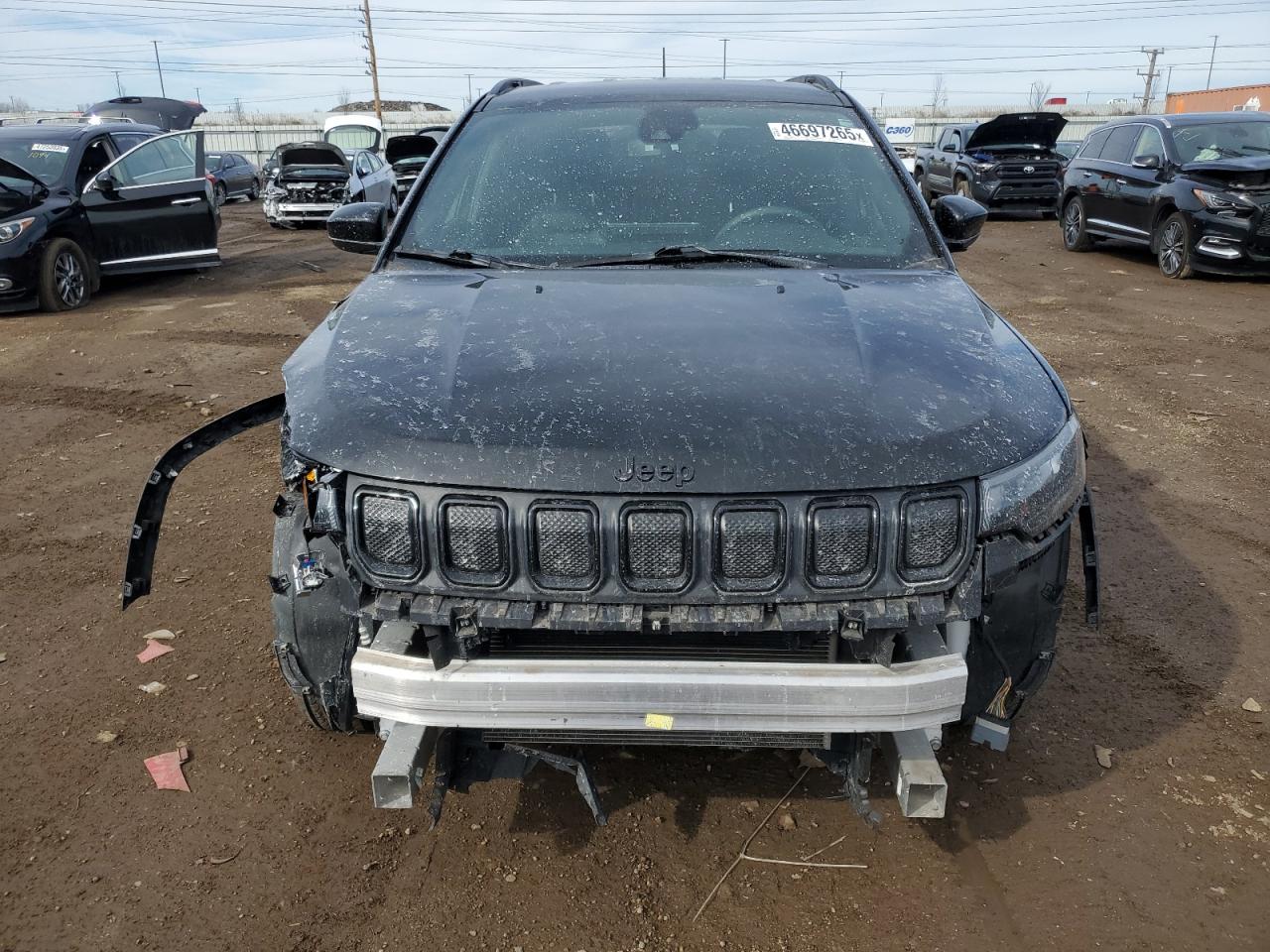 2022 Jeep Compass VIN 3C4NJDBB7NT194299 Copart auction photo, front end / side damage thumbnail 5