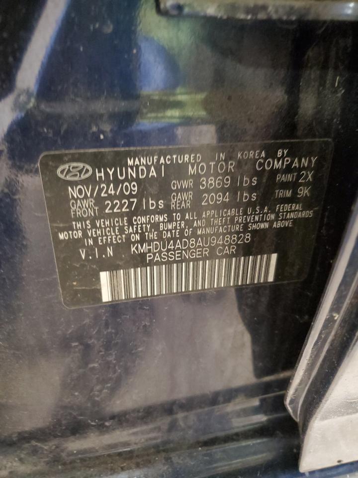 2010 Hyundai Elantra VIN KMHDU4AD8AU948828 Copart auction photo, undercarriage damage thumbnail 12