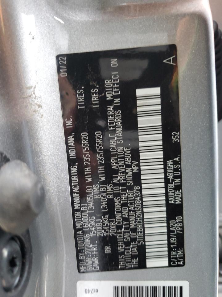 2022 Toyota Highlander VIN 5TDEBRCH2NS084378 Copart auction photo, front end damage thumbnail 13