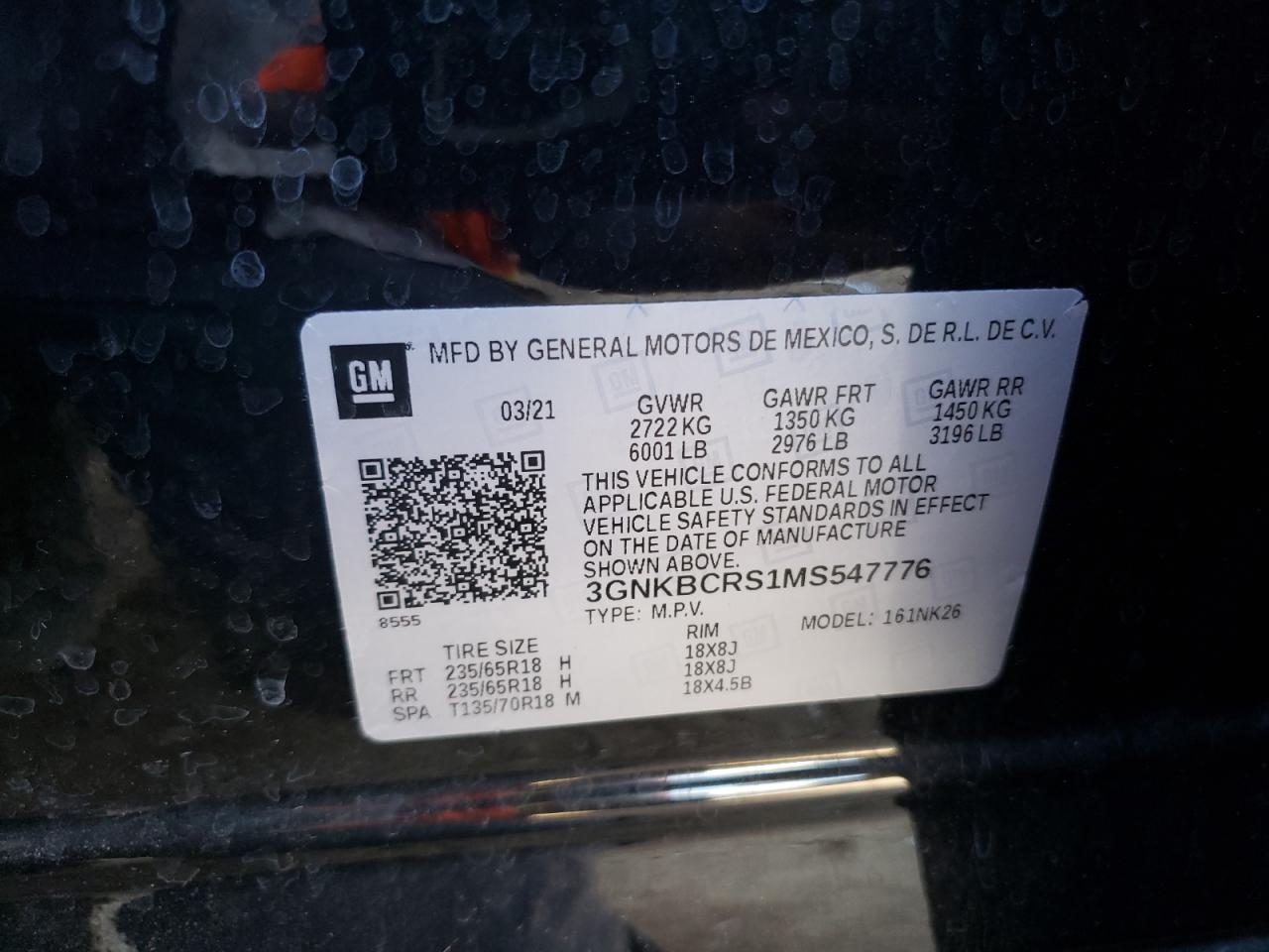 2021 Chevrolet Blazer VIN 3GNKBCRS1MS547776 Copart auction photo, front end damage thumbnail 13