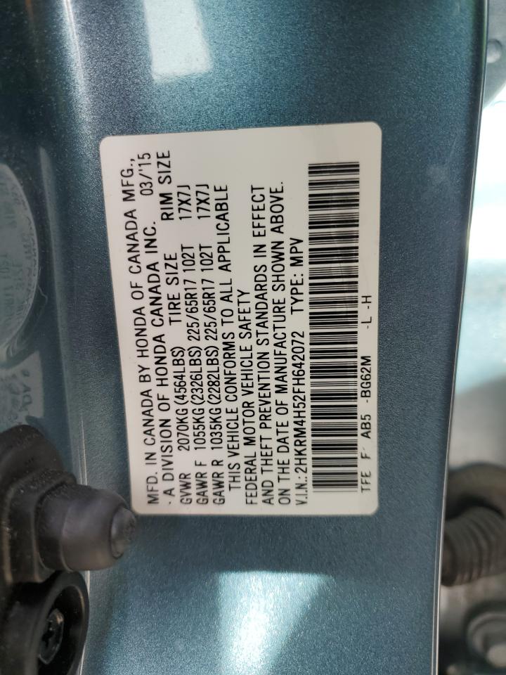 2015 Honda CR-V VIN 2HKRM4H52FH642072 Copart auction photo, front end / side damage thumbnail 13