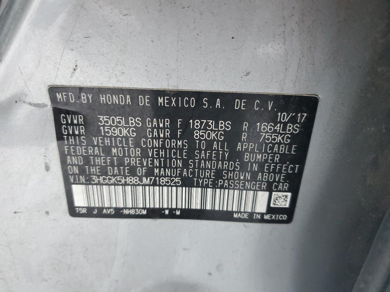 2018 Honda Fit VIN 3HGGK5H88JM718525 Copart auction photo, side / front end damage thumbnail 13