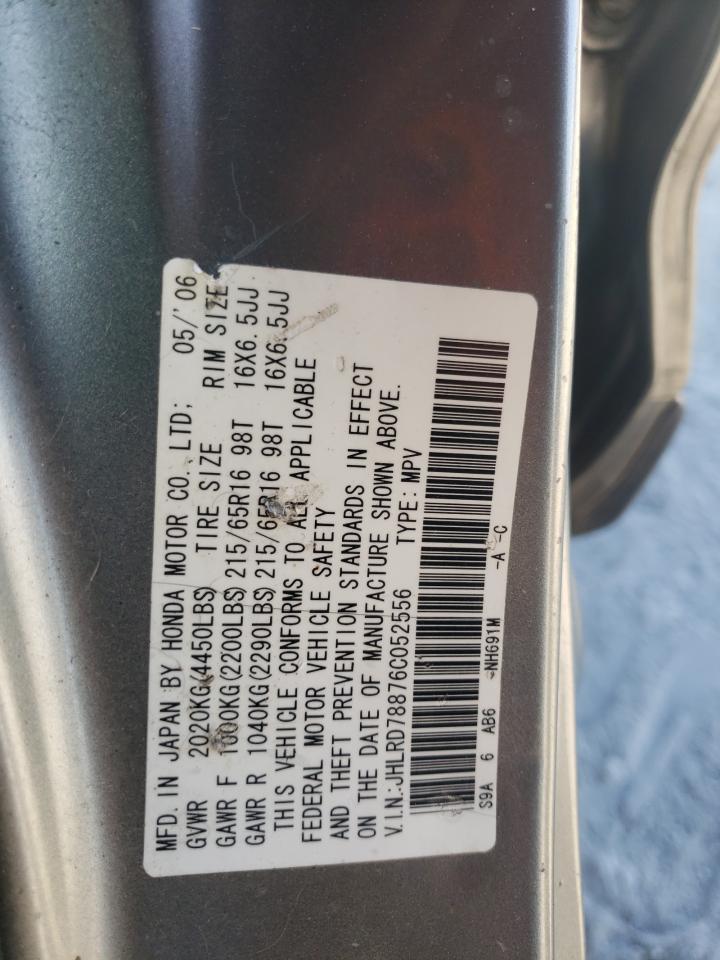 2006 Honda CR-V VIN JHLRD78876C052556 Copart auction photo, front end / side damage thumbnail 15