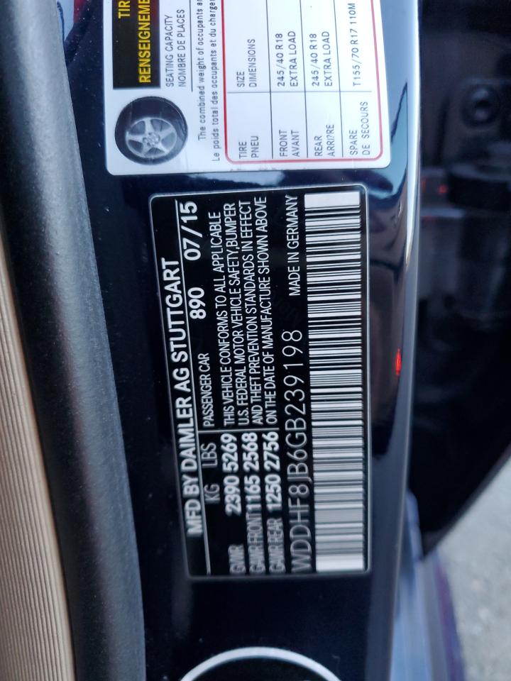 2016 Mercedes-Benz E-klasse VIN WDDHF8JB6GB239198 Copart auction photo, front end damage thumbnail 14
