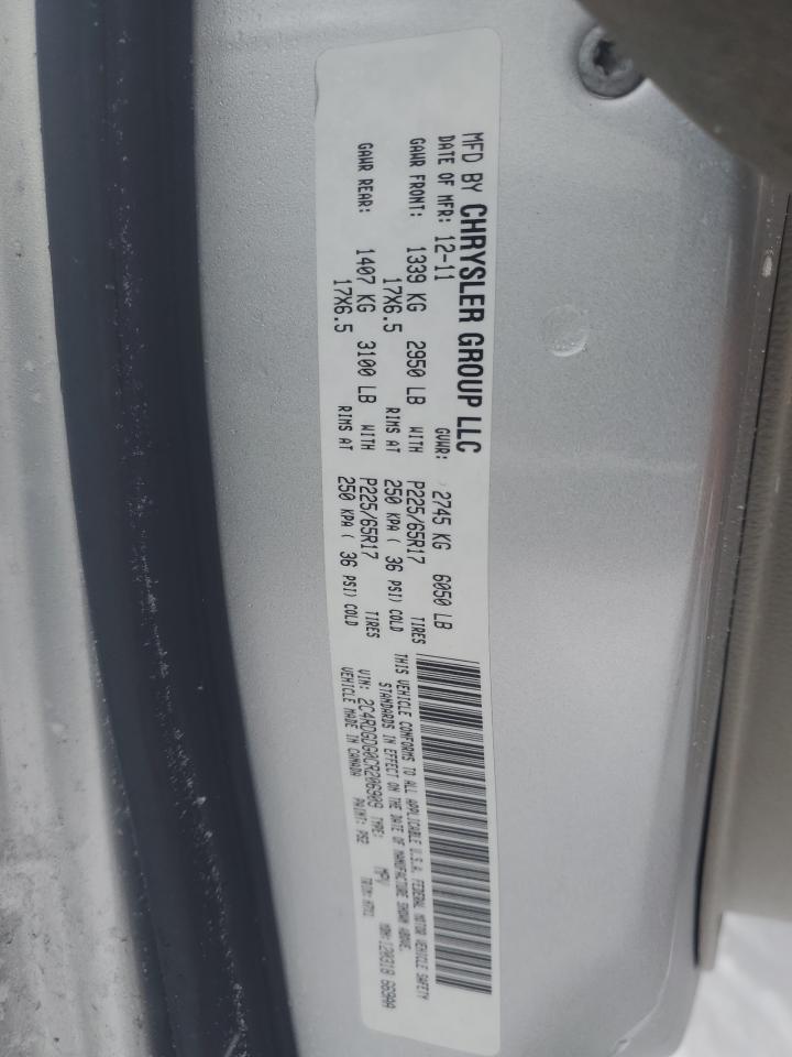 2012 Dodge Caravan VIN 2C4RDGDG0CR206909 Copart auction photo, side damage thumbnail 13
