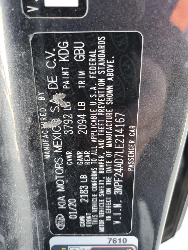 2020 KIA Forte VIN 3KPF24AD7LE214167 Copart auction photo, rear end / minor dent/scratches damage thumbnail 12
