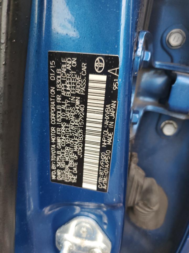 2015 Toyota Prius VIN JTDKDTB37F1579240 Copart auction photo, all over / front end damage thumbnail 12
