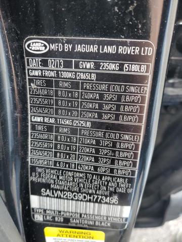 2013 Land Rover Range Rover VIN SALVN2BG9DH773496 Copart auction photo, normal wear damage thumbnail 12