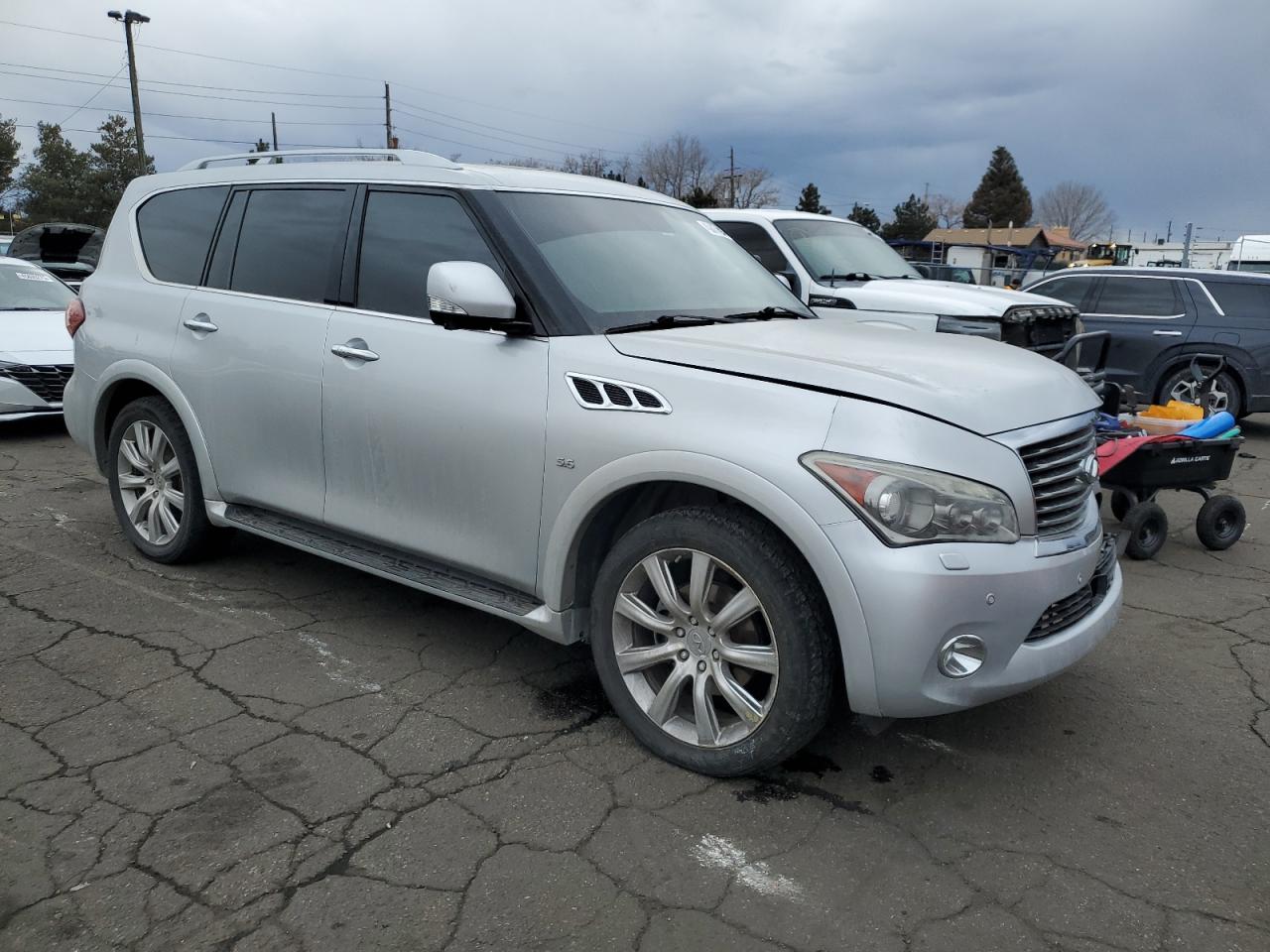 2014 Infiniti QX80 VIN JN8AZ2NE4E9063720 Copart auction photo, front end damage thumbnail 4