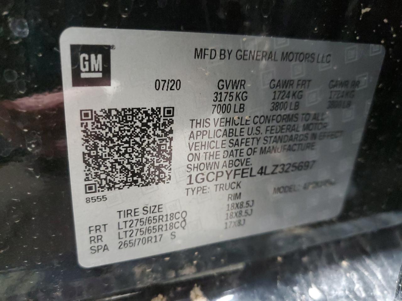 2020 Chevrolet Silverado VIN 1GCPYFEL4LZ325697 Copart auction photo, all over damage thumbnail 12