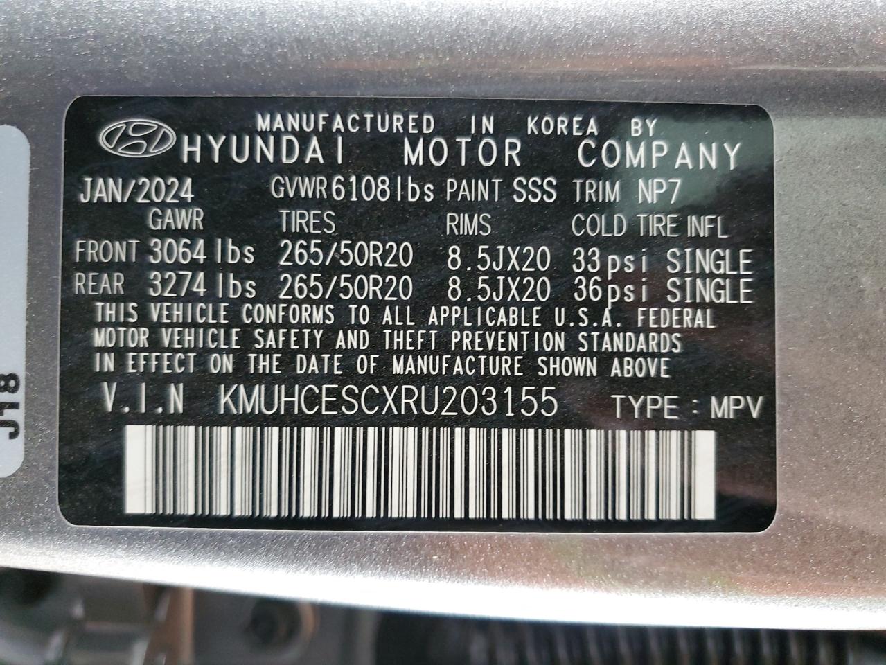 2024 Genesis Gv80 VIN KMUHCESCXRU203155 Copart auction photo, front end damage thumbnail 14