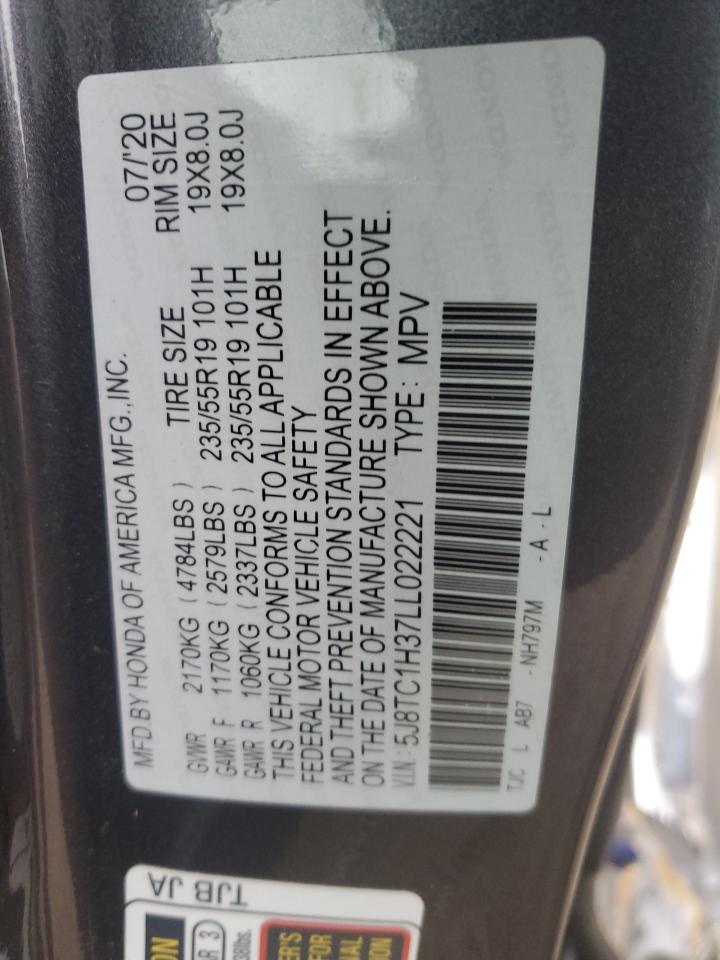 2020 Acura RDX VIN 5J8TC1H37LL022221 Copart auction photo, side / minor dent/scratches damage thumbnail 13