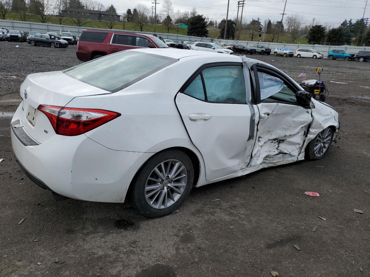 2015 Toyota Corolla VIN 2T1BURHE1FC275764 Copart auction photo, front end / side damage thumbnail 3