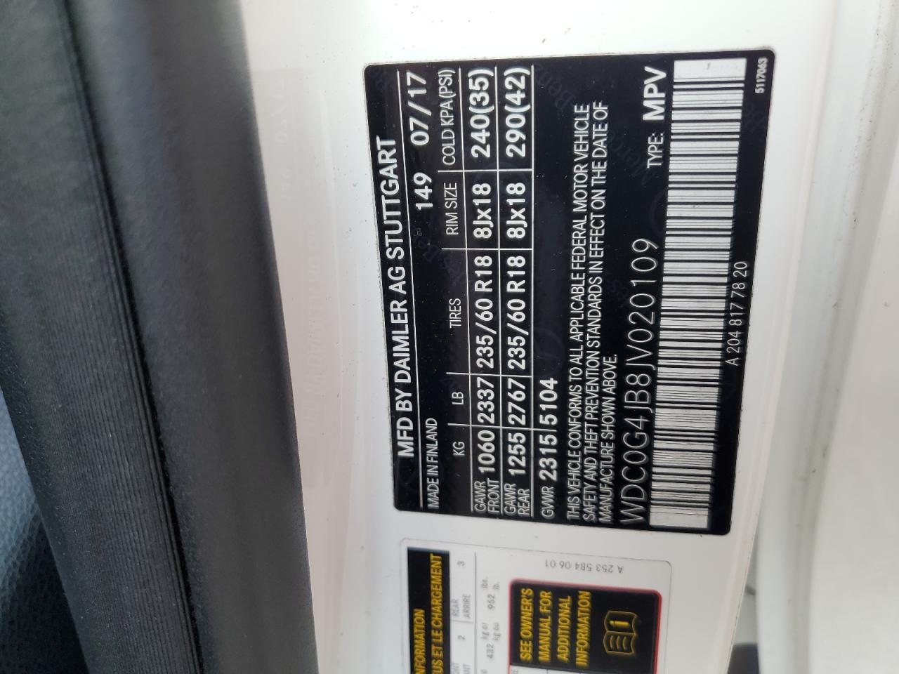 2018 Mercedes-Benz GLC VIN WDC0G4JB8JV020109 Copart auction photo, front end damage thumbnail 15