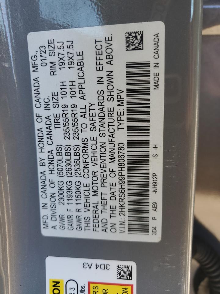 2023 Honda CR-V VIN 2HKRS6H99PH806780 Copart auction photo, side damage thumbnail 13