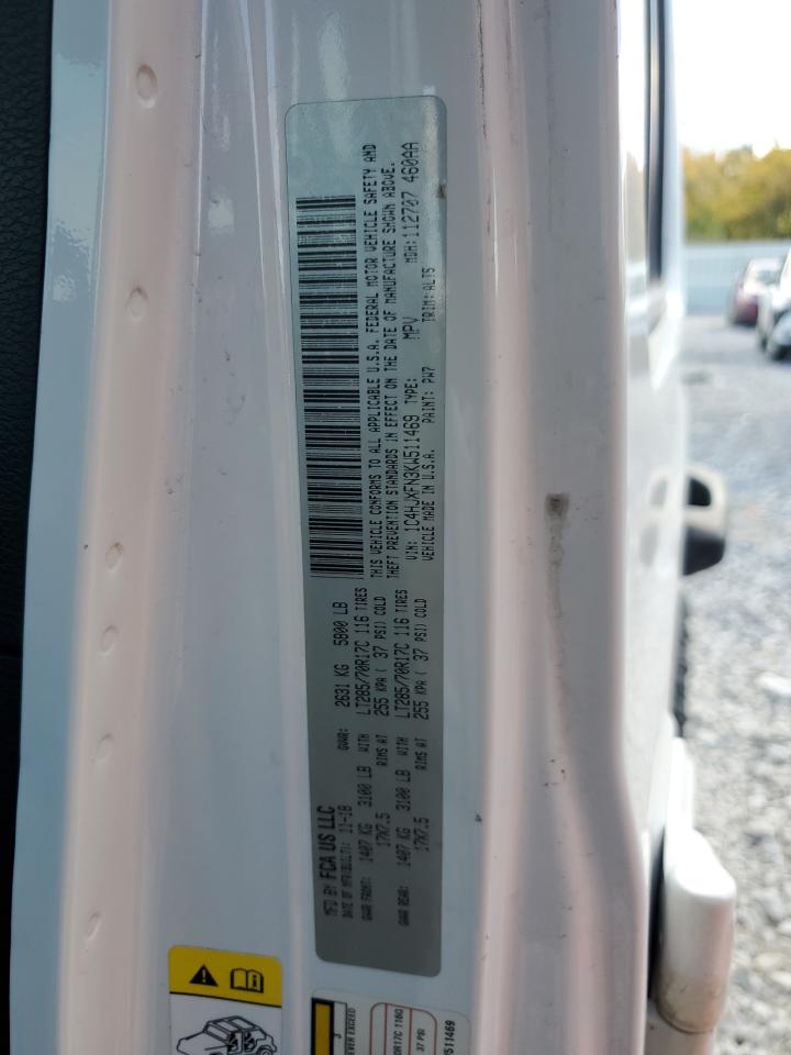 2019 Jeep Wrangler VIN 1C4HJXFN3KW511469 Copart auction photo, rear end / side damage thumbnail 12