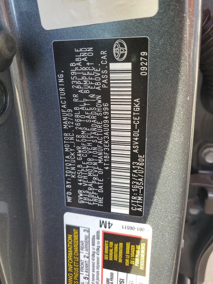 2010 Toyota Camry VIN 4T1BF3EK3AU094996 Copart auction photo, front end damage thumbnail 14