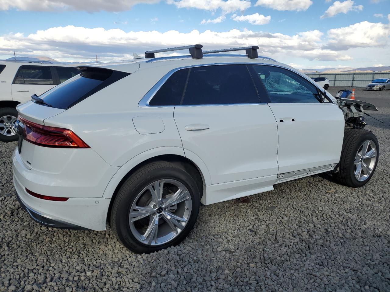 2022 Audi Q8 VIN WA1BVBF18ND019444 Copart auction photo, front end / side damage thumbnail 3