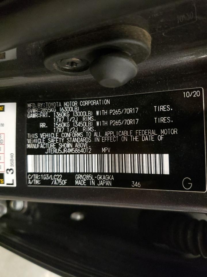 2021 Toyota 4Runner VIN JTERU5JR4M5864012 Copart auction photo, rollover damage thumbnail 13
