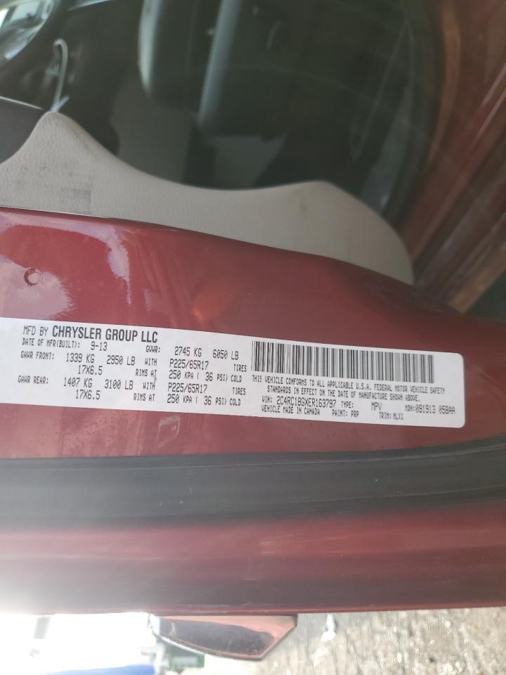 2014 Chrysler Town & Country VIN 2C4RC1BGXER163797 Copart auction photo, front end / side damage thumbnail 14