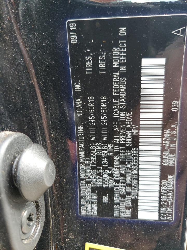 2019 Toyota Highlander VIN 5TDZZRFH1KS355385 Copart auction photo, front end damage thumbnail 15