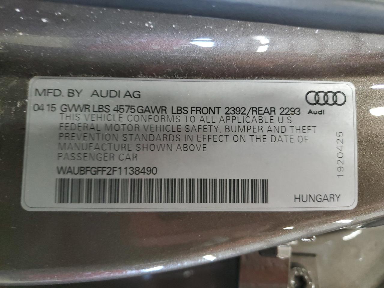 2015 Audi A3 VIN WAUBFGFF2F1138490 Copart auction photo, minor dent/scratches damage thumbnail 12
