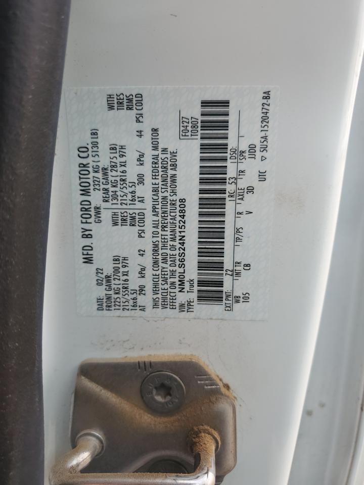 2022 Ford Transit VIN NM0LS6S24N1524808 Copart auction photo, side / minor dent/scratches damage thumbnail 15