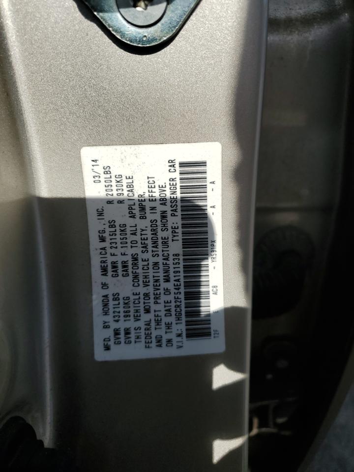 2014 Honda Accord VIN 1HGCR2F54EA191538 Copart auction photo, front end damage thumbnail 13
