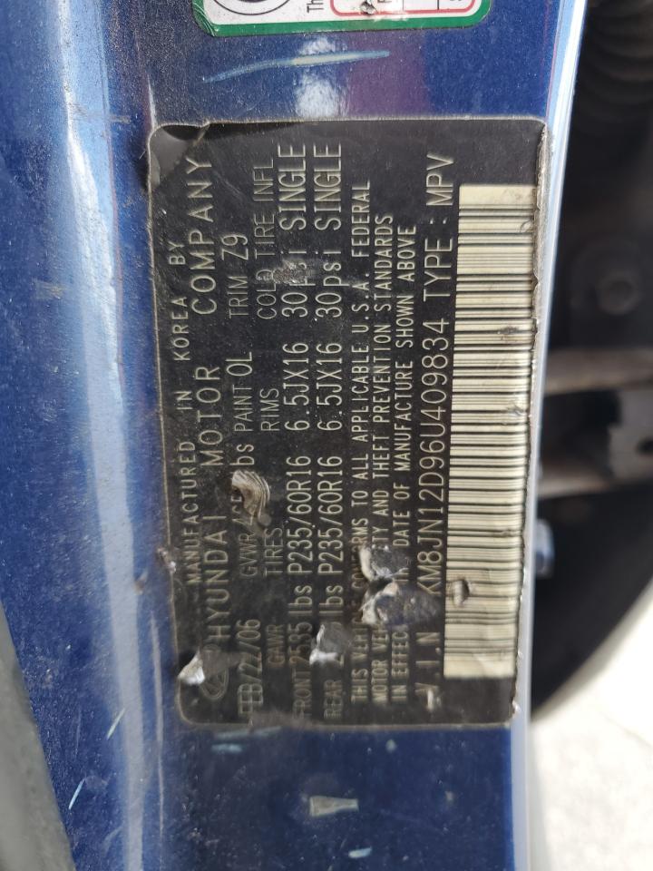 2006 Hyundai Tucson VIN KM8JN12D96U409834 Copart auction photo, side / rear end damage thumbnail 13