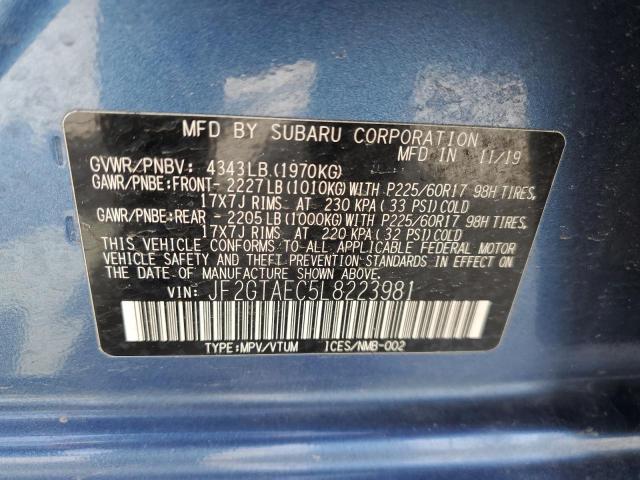 2020 Subaru XV VIN JF2GTAEC5L8223981 Copart auction photo, front end damage thumbnail 12