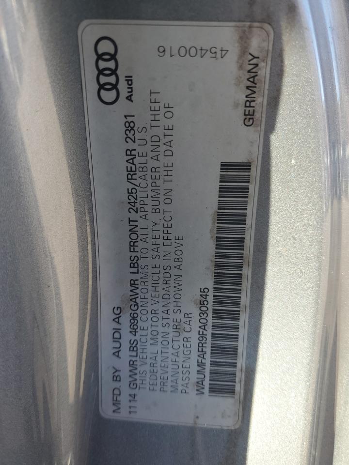 2015 Audi A5 VIN WAUMFAFR9FA030545 Copart auction photo, front end damage thumbnail 12