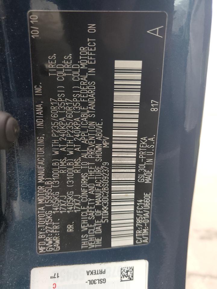 2011 Toyota Sienna VIN 5TDKK3DC2BS092379 Copart auction photo, all over damage thumbnail 16