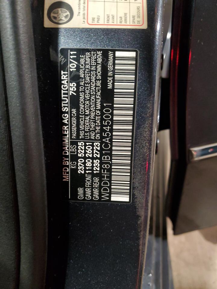 2012 Mercedes-Benz E-klasse VIN WDDHF8JB1CA545001 Copart auction photo, rear end / side damage thumbnail 13