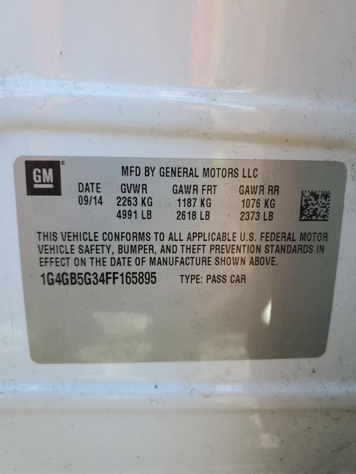 2015 Buick LaCrosse VIN 1G4GB5G34FF165895 Copart auction photo, all over damage thumbnail 12