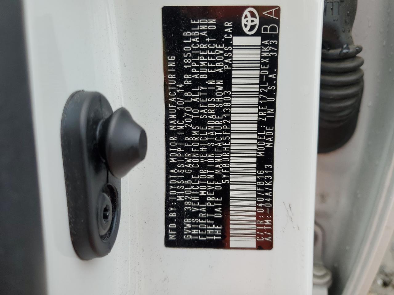 2015 Toyota Corolla VIN 5YFBURHE5FP213803 Copart auction photo, front end damage thumbnail 12