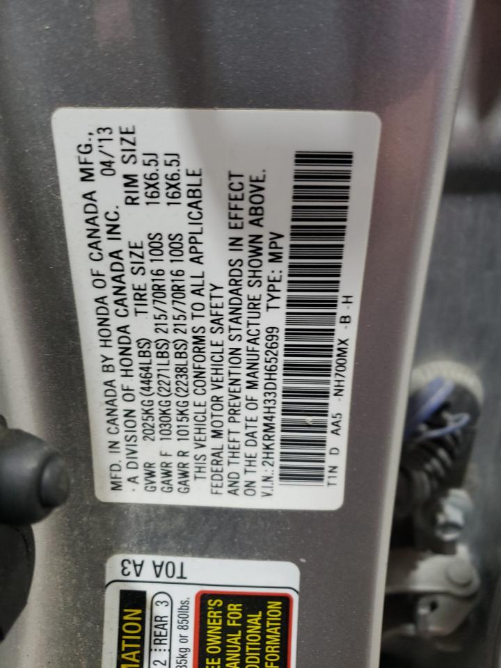 2013 Honda CR-V VIN 2HKRM4H33DH652699 Copart auction photo, front end / undercarriage damage thumbnail 15