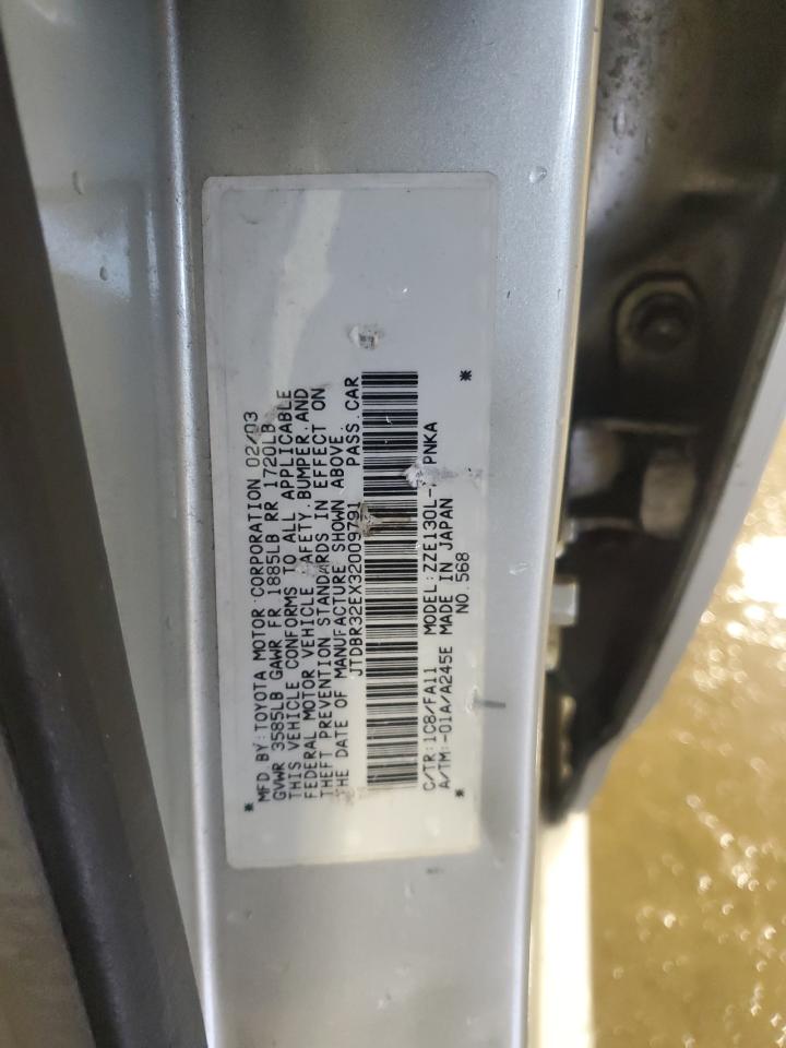 2003 Toyota Corolla VIN JTDBR32EX32009791 Copart auction photo, front end damage thumbnail 12