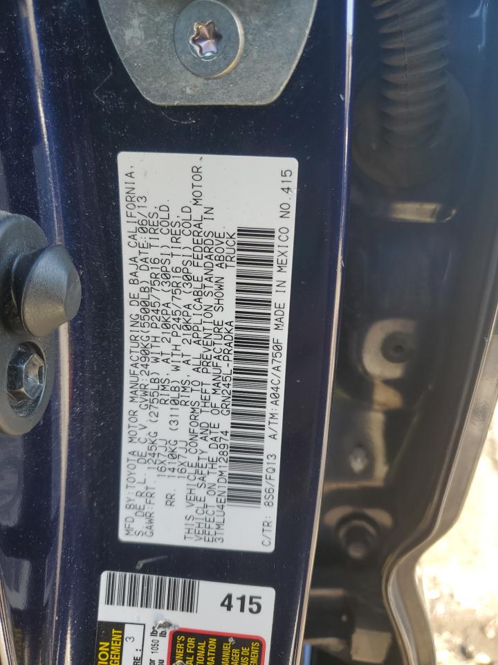 2013 Toyota Tacoma VIN 3TMLU4EN1DM128974 Copart auction photo, side damage thumbnail 12