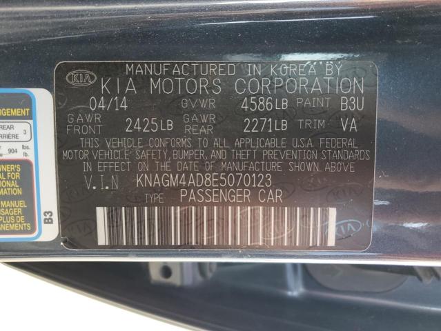 2014 KIA Optima VIN KNAGM4AD8E5070123 Copart auction photo, mechanical damage thumbnail 12