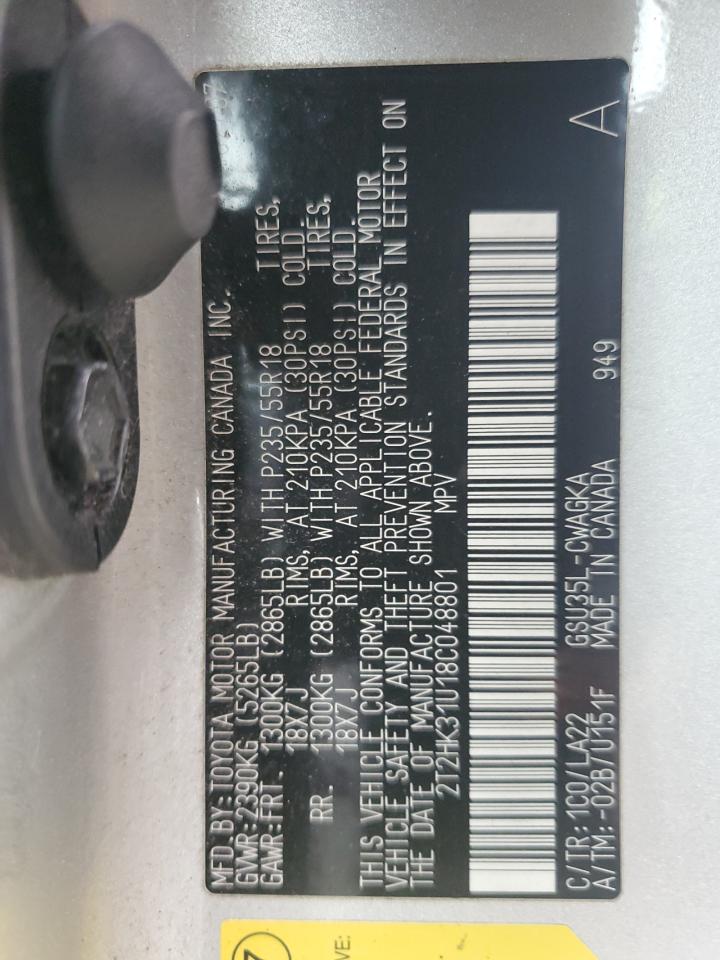 2008 Lexus RX VIN 2T2HK31U18C048801 Copart auction photo, front end / all over damage thumbnail 13