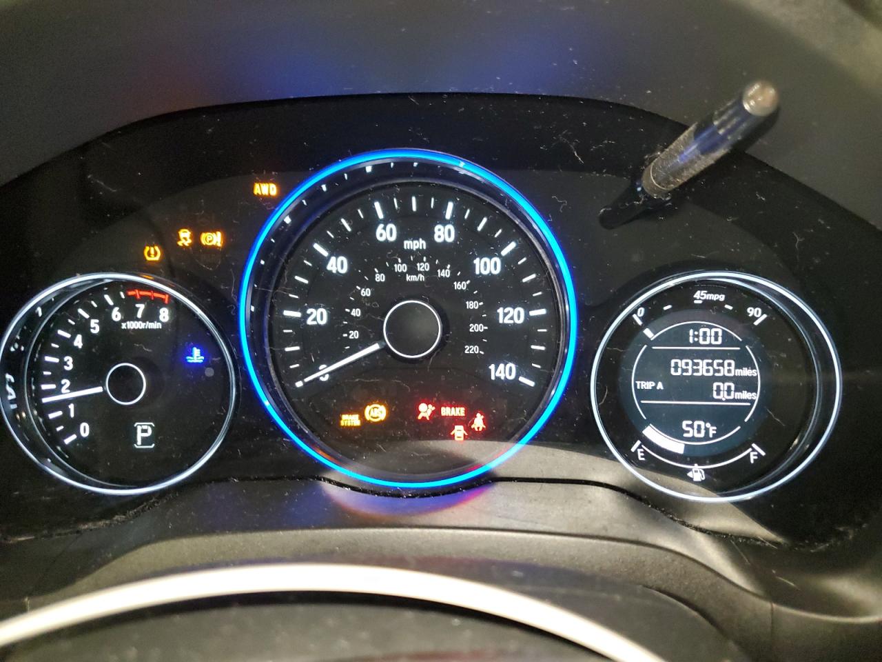 2016 Honda HR-V VIN 3CZRU6H38GM712495 Copart auction photo, side / front end damage thumbnail 9