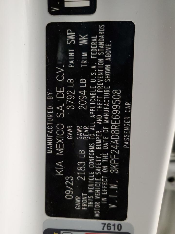 2024 KIA Forte VIN 3KPF24AD8RE699508 Copart auction photo, front end / mechanical damage thumbnail 13