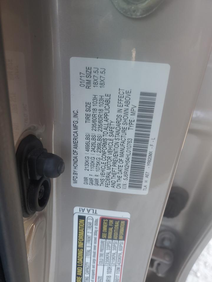 2017 Honda CR-V VIN 5J6RW2H54HL010763 Copart auction photo, front end / side damage thumbnail 13