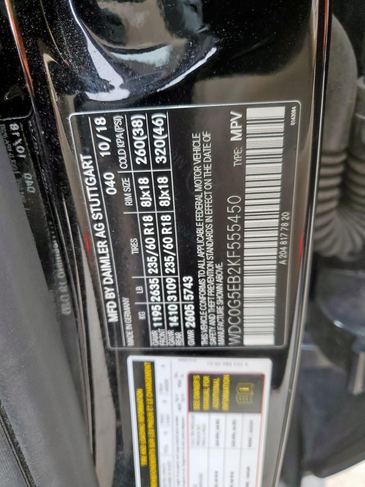 2019 Mercedes-Benz GLC VIN WDC0G5EB2KF555450 Copart auction photo, side damage thumbnail 14