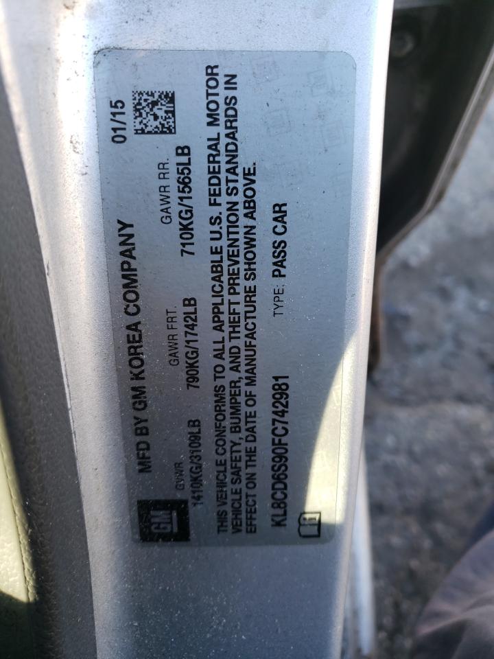 2015 Chevrolet Spark VIN KL8CD6S90FC742981 Copart auction photo, minor dent/scratches damage thumbnail 12