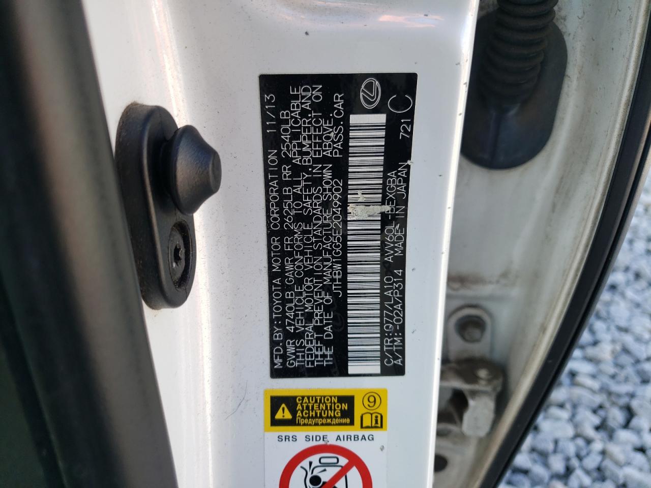 2014 Lexus ES VIN JTHBW1GG5E2049902 Copart auction photo, front end damage thumbnail 12